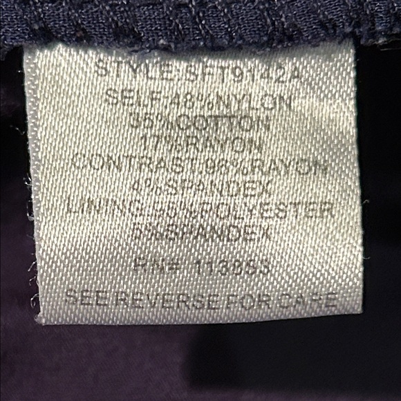 Lace Overlay Short Sleeve Top - Navy with Burgundy - Picture 8 of 9